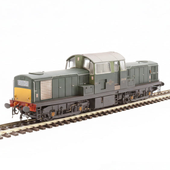 Model train on a track with a white background