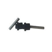 Heljan O gear assembly for Class 26 and Class 33, featuring a black plastic housing with a silver metal pin and a small silver rod, shown below its original white paper packaging label.