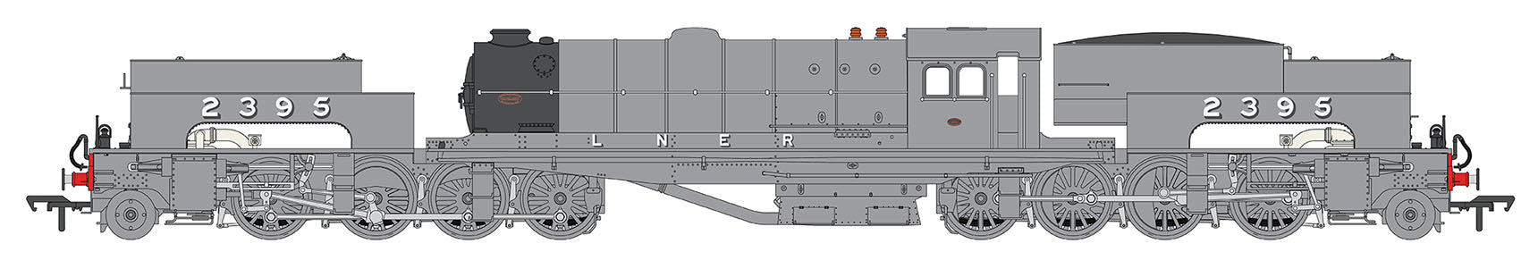 LNER U1 - LNER Works Harmaa - 2395 - OO Mittakaava